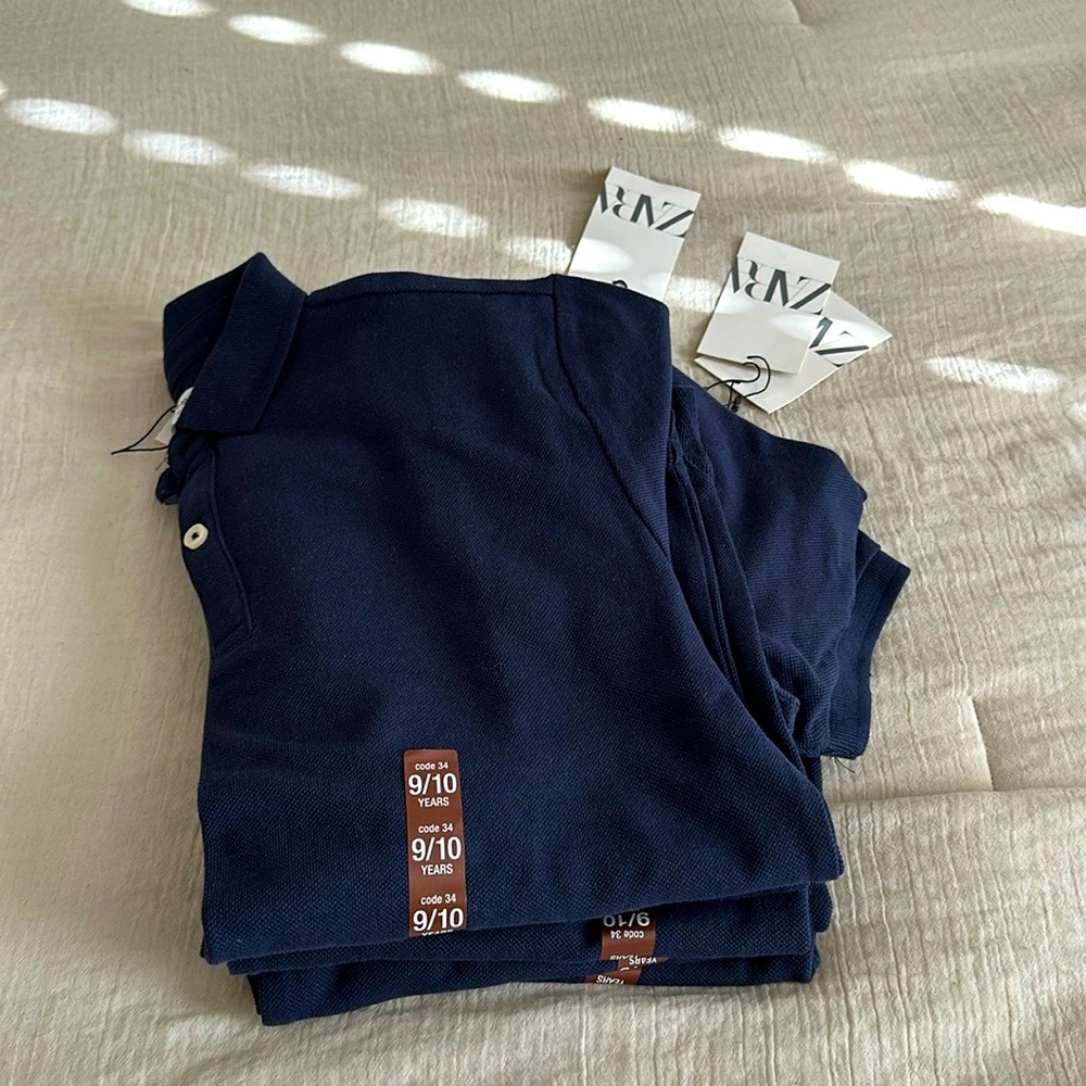 Zara 4 piece bundle NWT navy polo shirts. Size 9-10